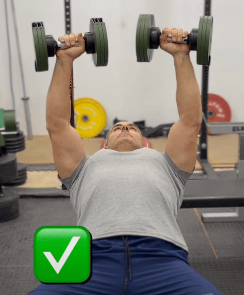 Correct angle for chest training with dumbbells