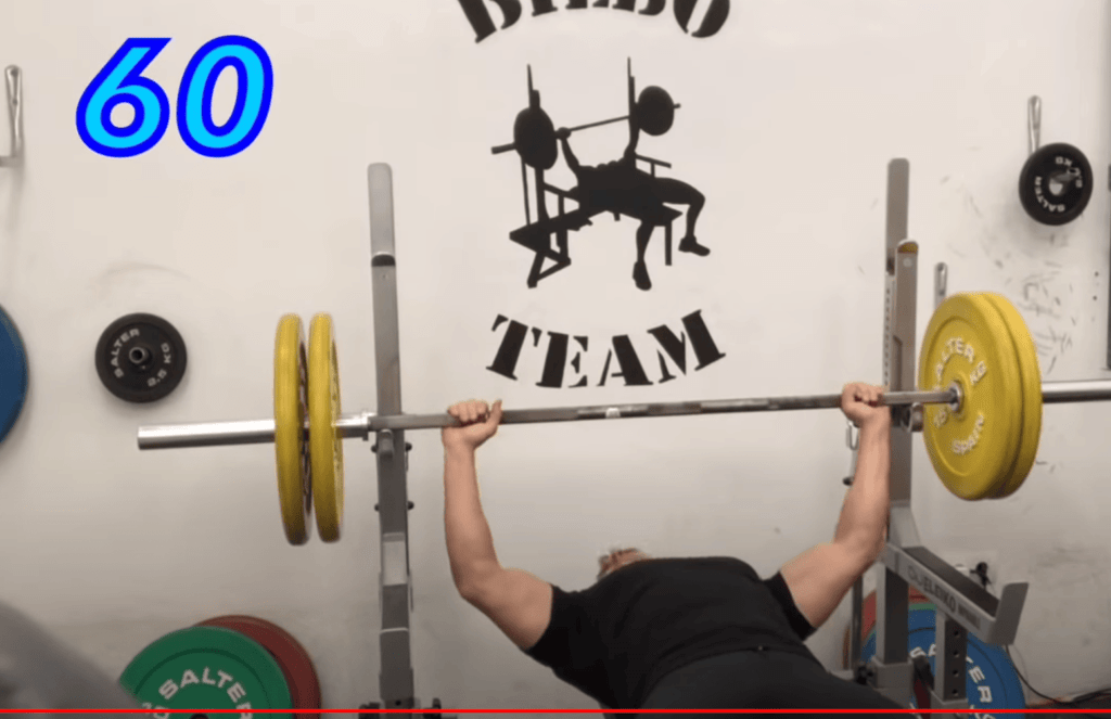 Record obtained by applying this training. 60 repetitions with 80 kg.