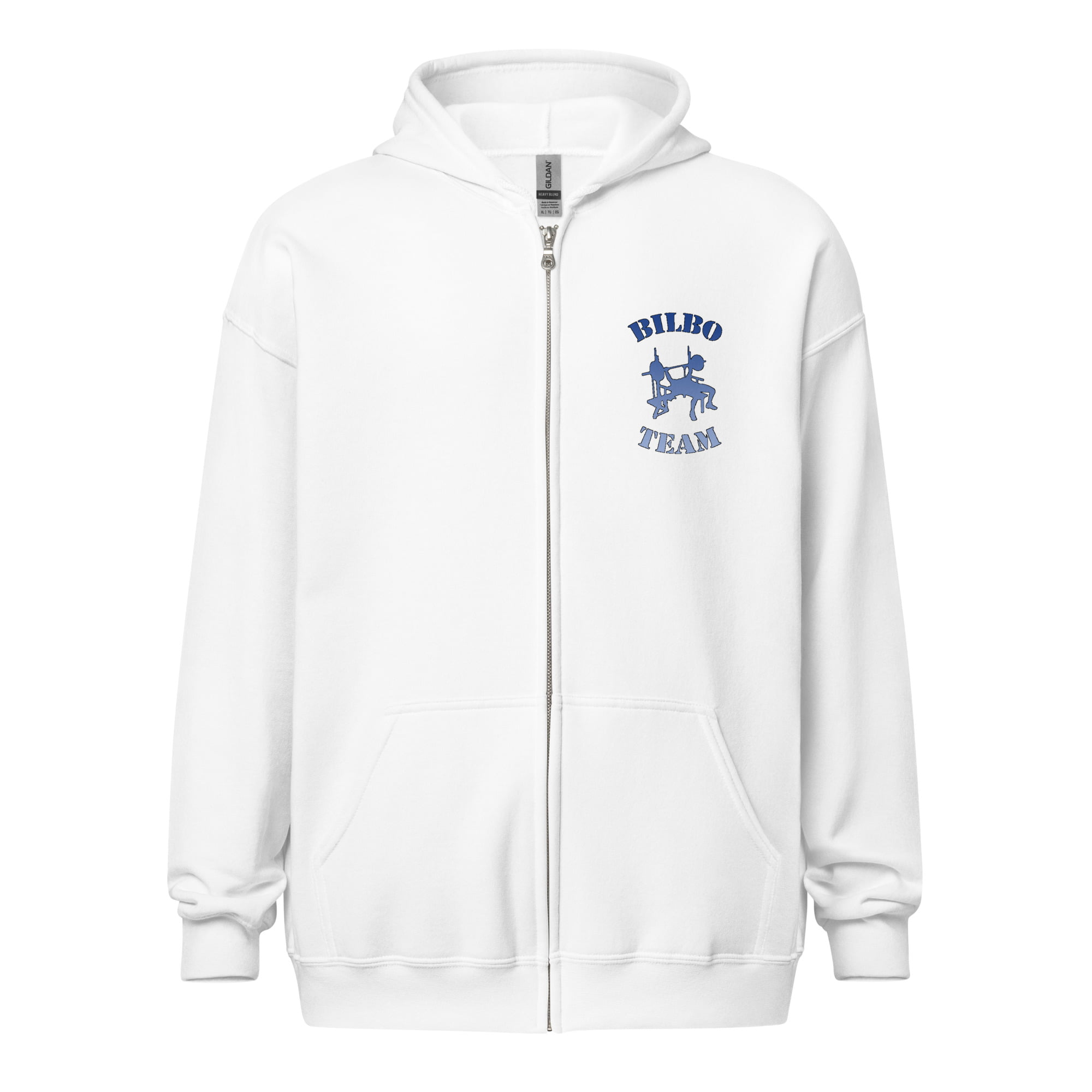 Sudadera BilboTeam blanca hombre capucha y cremallera