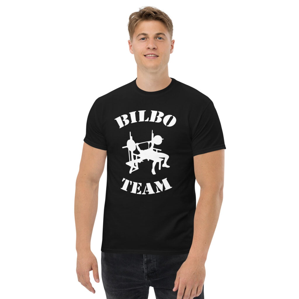 Camiseta BilboTeam negra unisex entrenamiento fuerza